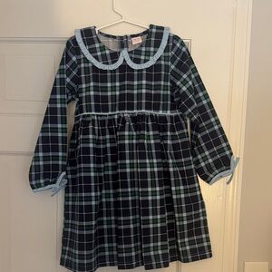 Stitchy fish! Plaid Long Sleeve Dress with Peter Pan Collar NWOT